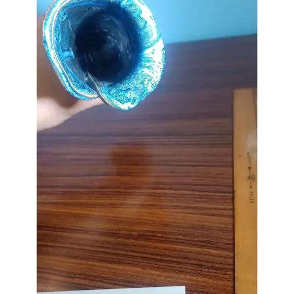 Inspired Art Dripping Blue Expression Vase Waterfall Effect 9 Inch Tall - Picture 13 of 15